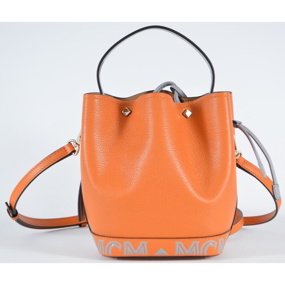 New MCM Milano Maple Leather Mini Contrast Logo Drawstring Crossbody Purse Bag - Picture 5 of 11
